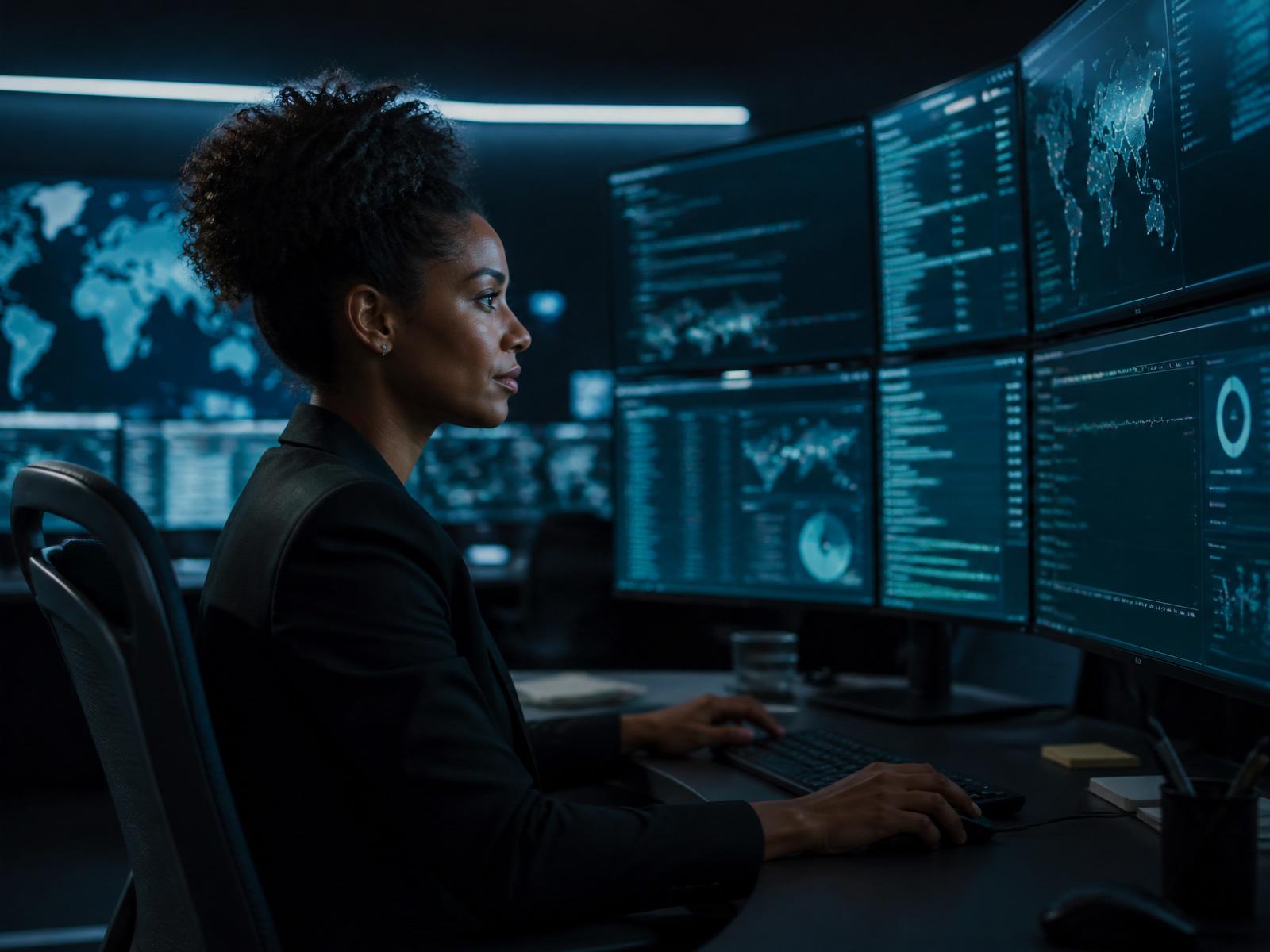 Cybersecurity analyst in a Security Operations Center